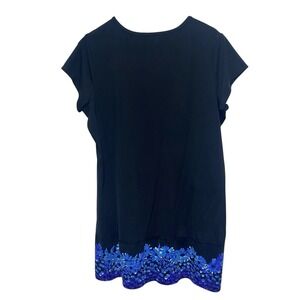 Lands End Dress Womens XL Petite Navy Floral Short Sleeve Nylon Stretch Swimwear